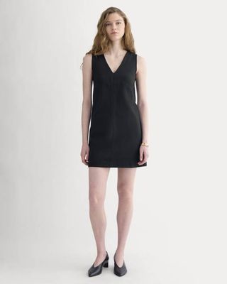 Ponte V-Neck Mini Dress | Black