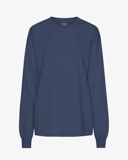 Oversized Organic LS T-Shirt - Petrol Blue