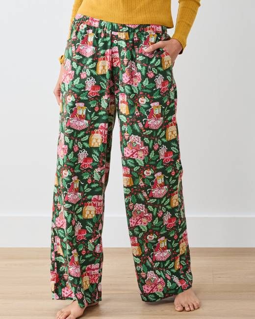 Holly Gifts - Lightweight Flannel Wide Leg PJ Pants - Garland