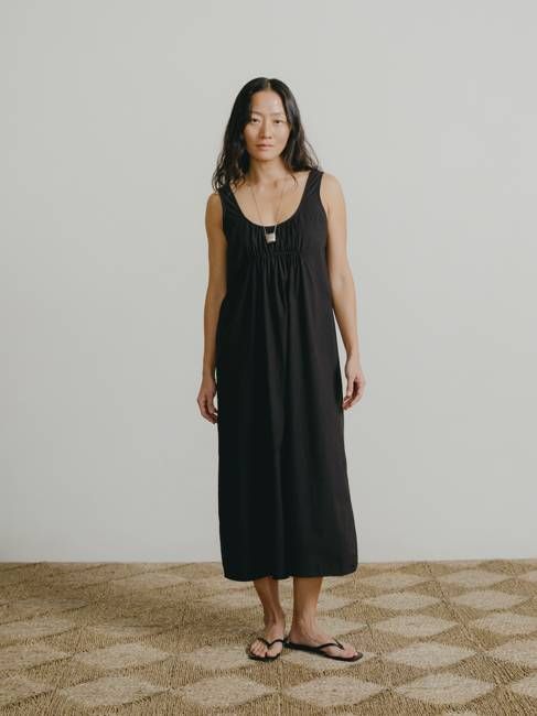 Colina Dress, Organic Batiste, Soft Black