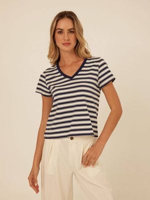 Maxine Stripe Eco Jersey V-Neck Tee