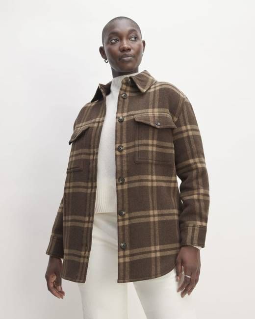 The Italian ReWool® Oversized Shirt Jacket | Brown / Camel