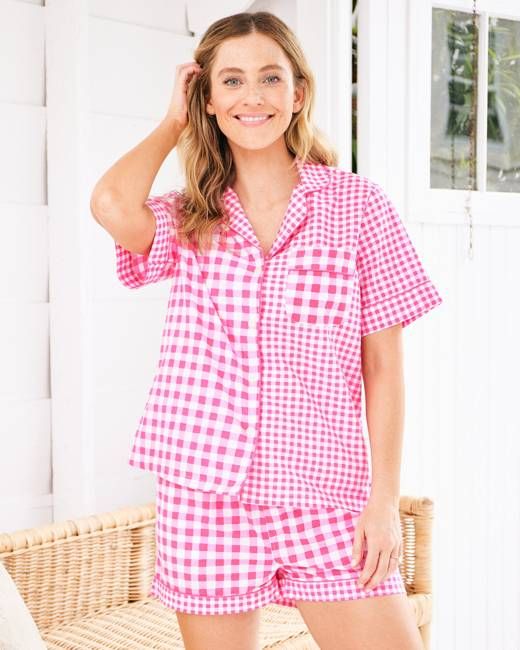 Garden Gingham - Short PJ Set - Pink Spritz