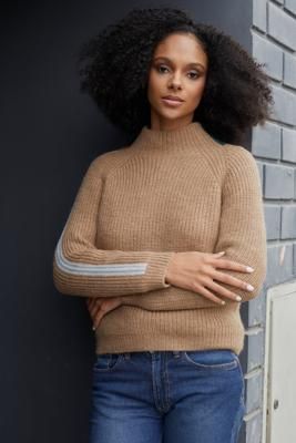 Racing Stripe L/S Mockneck in Rescued Merino & Baby Alpaca Wool