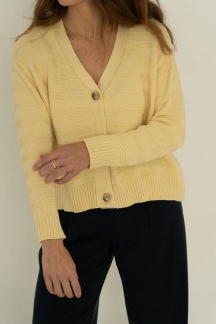 Sophia Yellow Cotton Cardigan