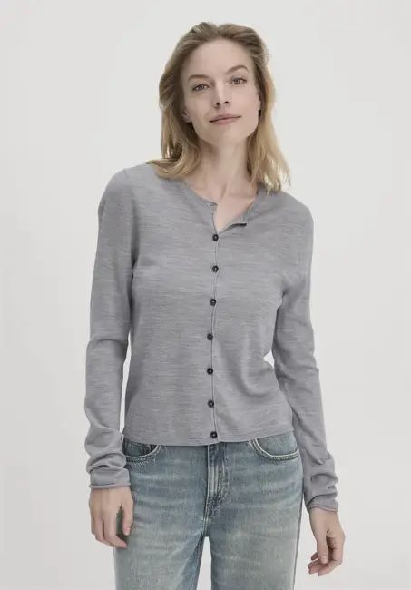 Regular knit jacket made of pure organic merino wool