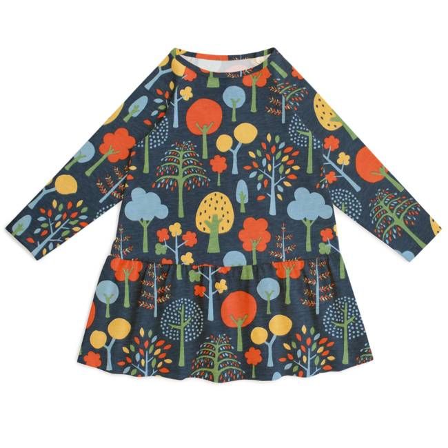 Chicago Dress - Trees Navy & Green