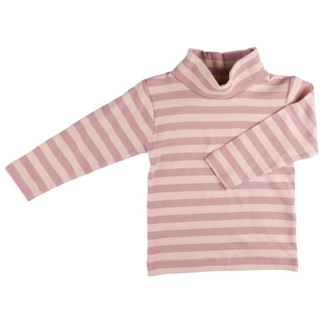 Polo Neck Top (Breton Stripe) - Pink