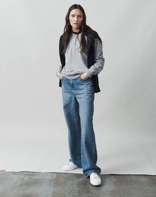 The Lived-In Loopback Henley - Schiefergrau