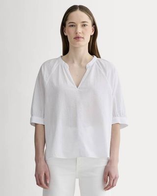 The Gauze Gathered Top | White