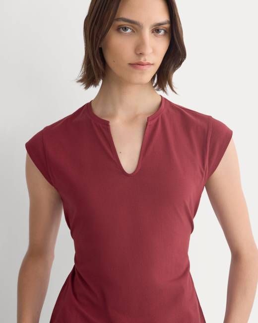 Everlane Tie-Back Tee in Organic Cotton — Cabernet