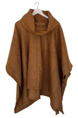 NEW! Wool Silk Cowl Neck Poncho Sunshine