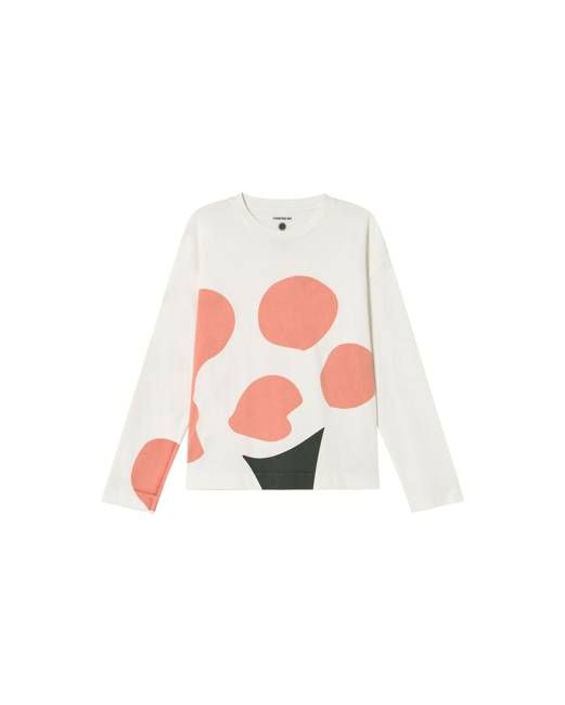 Thinking Mu White Long Sleeve T-Shirt Flower Emily