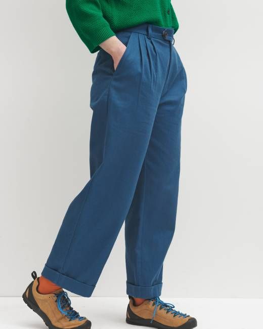 Lowie Drill Cobalt Pleat Front Trouser