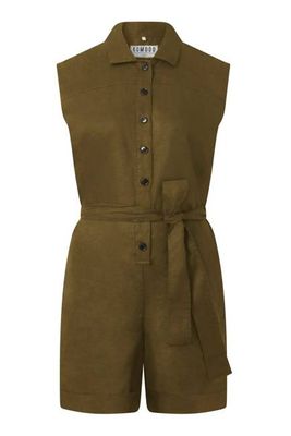 SIENNA - Organic Linen Cotton Playsuit - Khaki