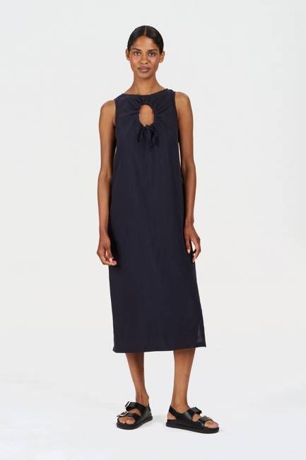 SHANTI Tencel Linen Dress - Navy
