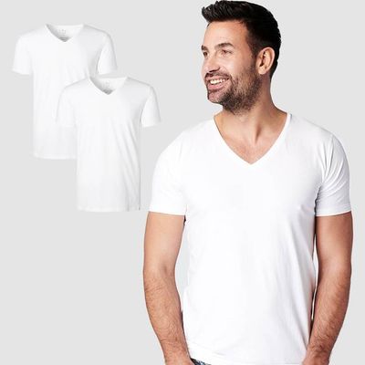 T-Shirt White V-neck Men | 2-pack | Slim Fit