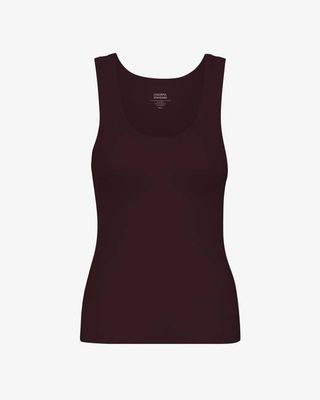 Women Organic Rib Tank Top - Oxblood Red
