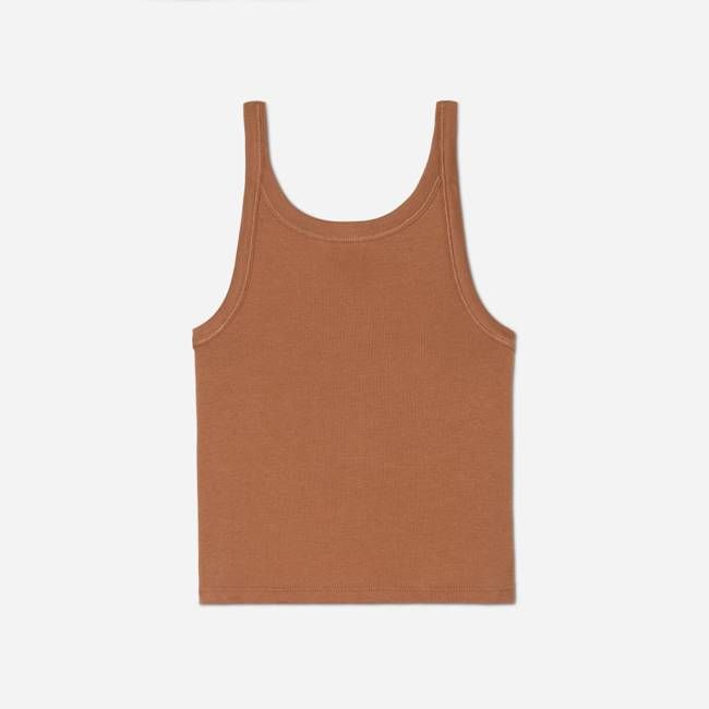 The Pima Micro-Rib Short Tank | Tawny Brown