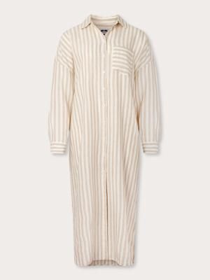 Womens Coconut Stripe Sapodilla Linen Shirt Dress