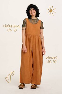 Bellamy - Wide Leg Cotton Jumpsuit in Terracotta