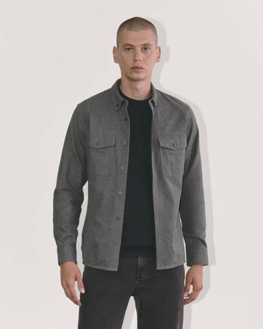 The Brushed Flannel Shirt | Heathered Graphite