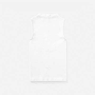 The Pima Micro-Rib Funnel-Neck Tank | White