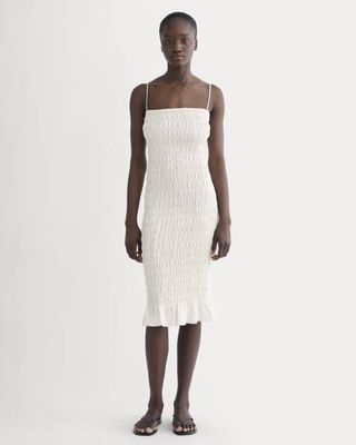 The Smocked Column Dress | Bone