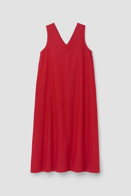 Imogen-May Cotton Linen Dress in Scarlet