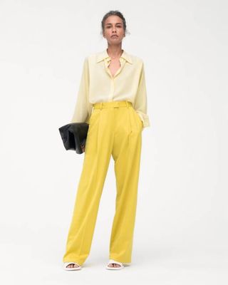 Relaxed Wide Leg Pant | Bright Chartreuse