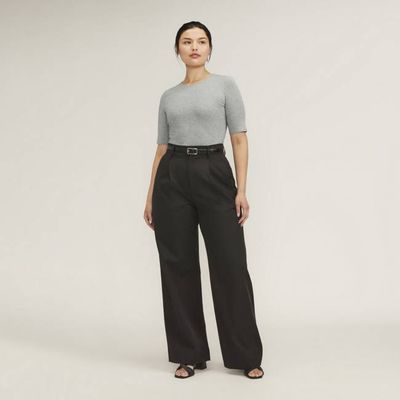 The Short-Sleeve Crew Neck Bodysuit | Heathered Grey | Thong