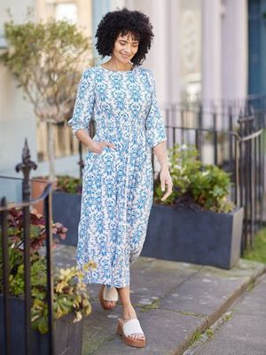 Vera Ditsy Blue Midi Dress - Sample