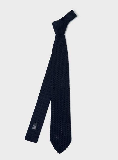 100% Cotton Como Knitted Navy Tie