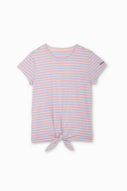 Stripe Front Tie Tee - FINAL SALE