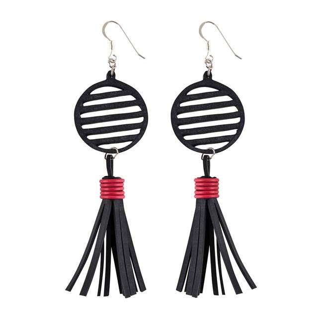 Lunar Upcycled Rubber Tassel Earrings