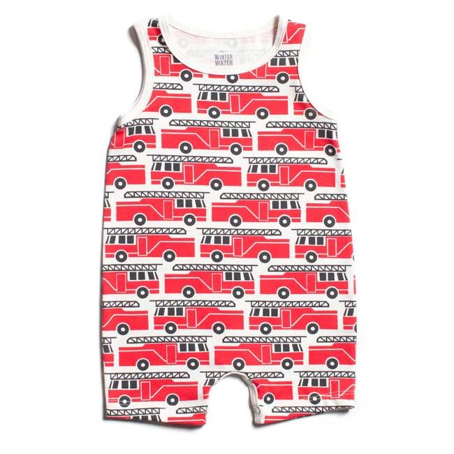 Tank Top Romper - Firetrucks Red