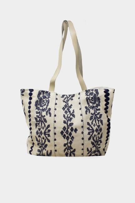 Paros Jute Bag | White/Navy