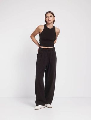 Apollo Cotton Linen Blend Loose Pant in Obsidian