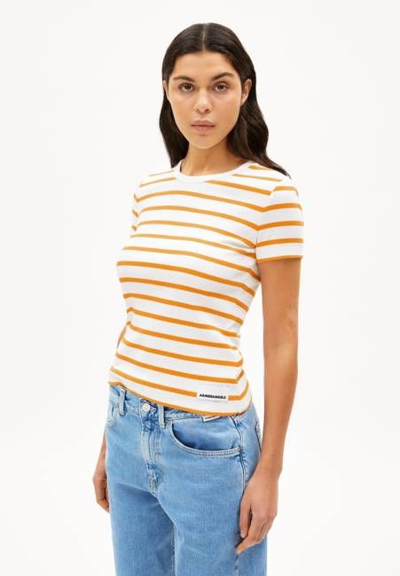 KARDAA STRIPES T-SHIRT | white-light tangerine