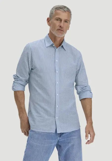 Striped shirt, regular size, made from organic cotton with linen