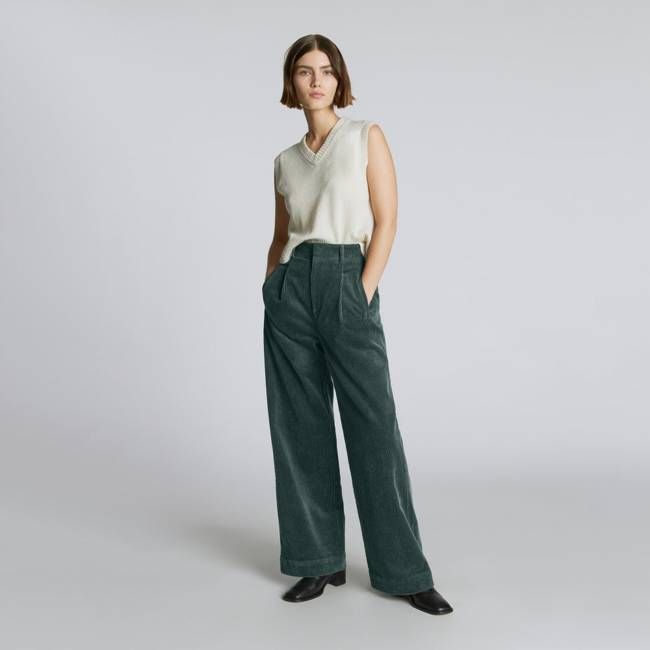The Corduroy Way-High® Drape Pant  | Evergreen