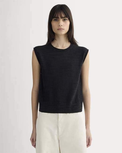The Muscle Sweater in Cotton Linen | Black