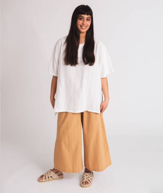 Adrienne Organic Cotton Trousers In Camel