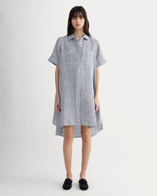 The Daytripper Dress in Linen | Midnight Navy Gingham