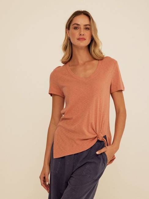 Norma Textured Slub Jersey Knotted Tee