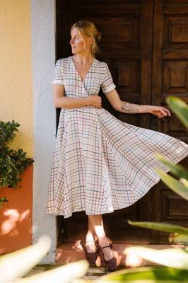 Wrap – Linen Wrap Dress with Short Sleeves