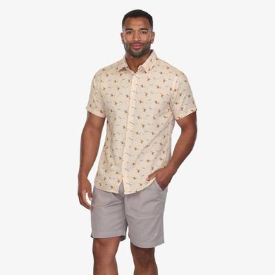 On The Rocks Button-Down Print Shirt - Beige
