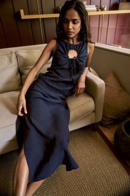 RAY Tencel Linen Skirt - Navy