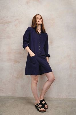 TIFF - Cheesecloth Playsuit - Navy