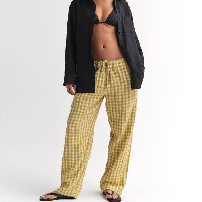Organic Gauze Gingham Essential Pant